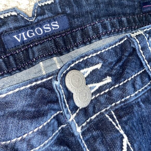 VIGOSS Chelsea Flare Jeans Women Size 16 Bootcut Denim Blue Western Bling - Picture 8 of 13